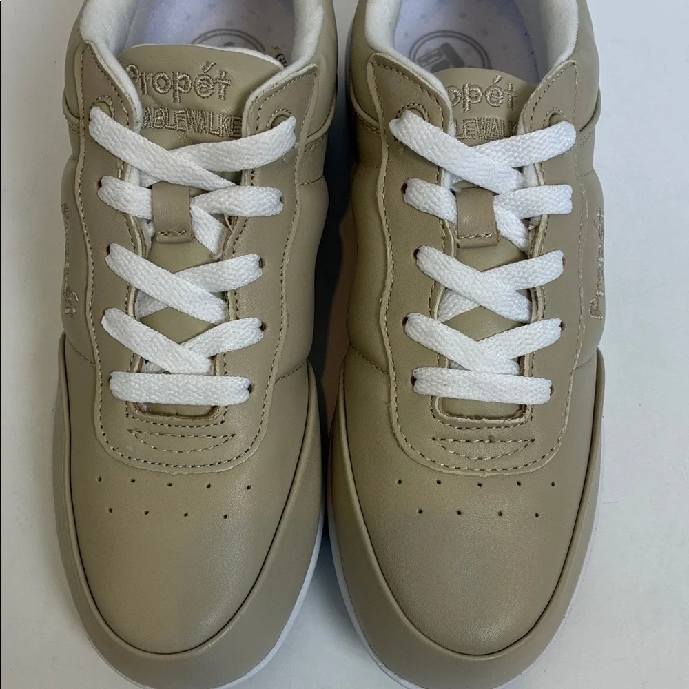 Propet Washable Walker Women's Beige Leather Shoes W3840 US Size 7.5 Comfort